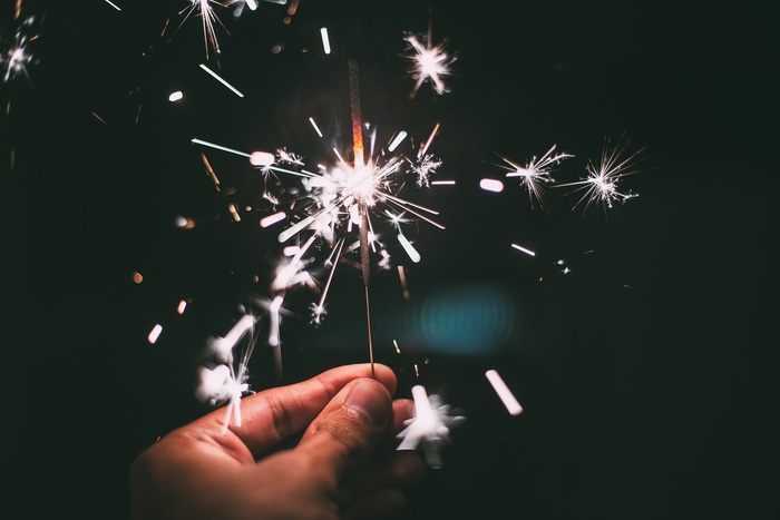新年除夕, 烟火, 火花, 2022元旦新年 