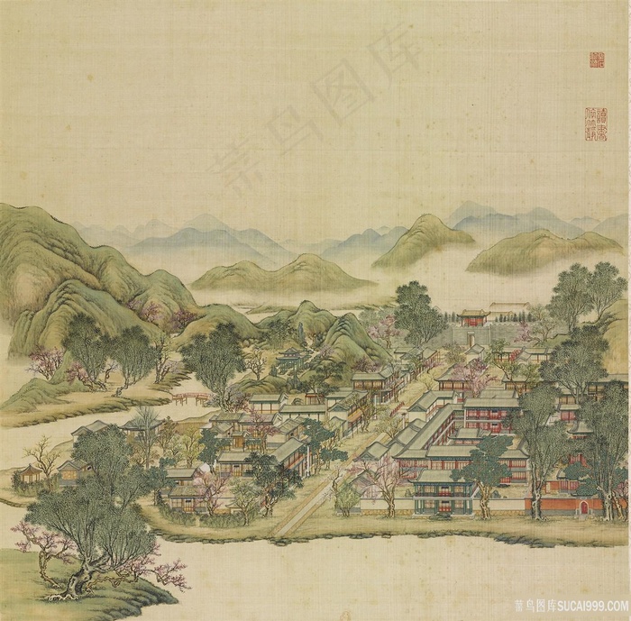 圆明园四十景坐石临流绘画图片