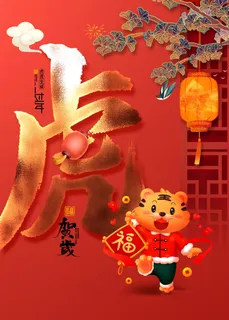 新年2022年虎年海报