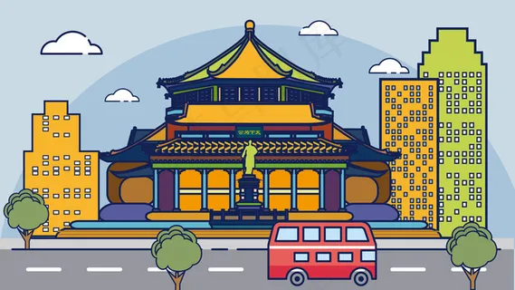 古风建筑插画 古风建筑插画