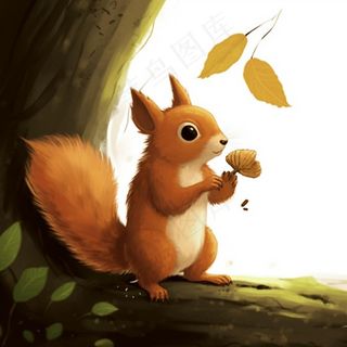 松鼠松果动物卡通插画素材背景