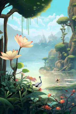 清新唯美夏日节气国风背景