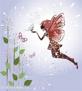 唯美蝴蝶精灵唯美插画
