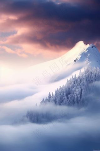 雪景树林阳光背景