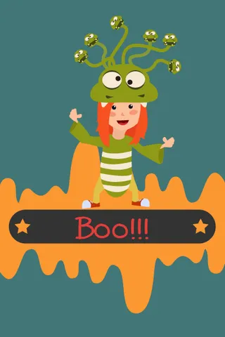 万圣节小鬼捣蛋儿童矢量插画扁平