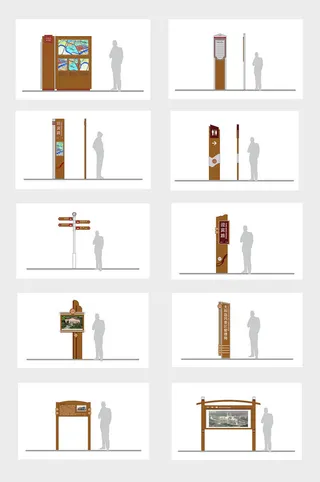 全套木纹景区导视牌设计