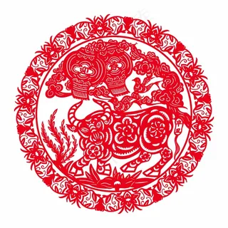 牛年剪纸 剪纸风元素