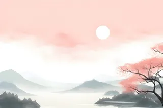 国风淡雅山云背景