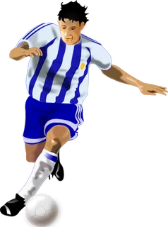 足球运动员踢球射门免抠