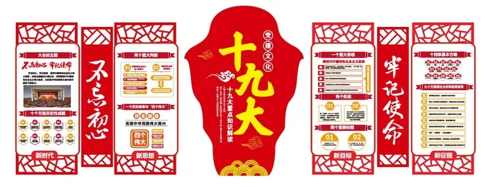 气简约一图看懂十九大文化墙ai矢量模版下载