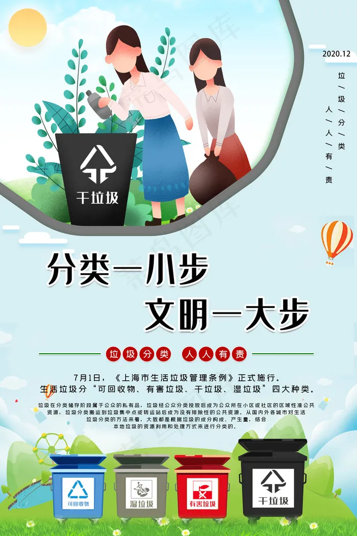 垃圾分类海报(3543x5315)psd模版下载