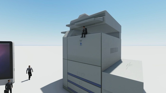 电子办公设备周围的小  人