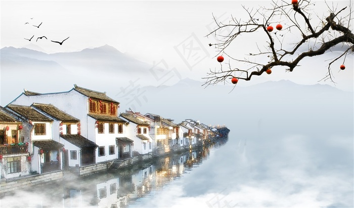 中国风山水小镇图片