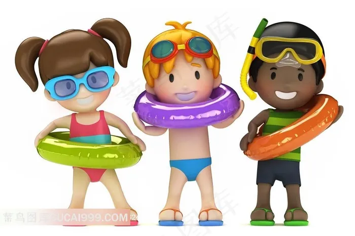 穿泳装的3D儿童高清图片