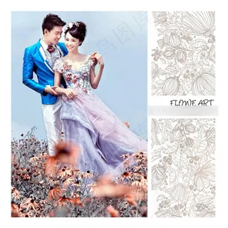 蓝天花海甜蜜恋人图片