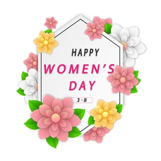 手绘妇女节白色花卉挂画