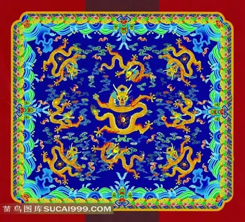 精美的龙纹图案刺绣素材