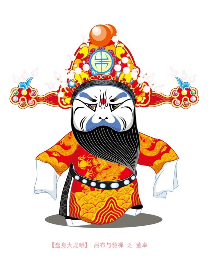 卡通京剧戏剧人物脸谱插画PNG图片 国潮中国风Q版戏剧人物PS素材