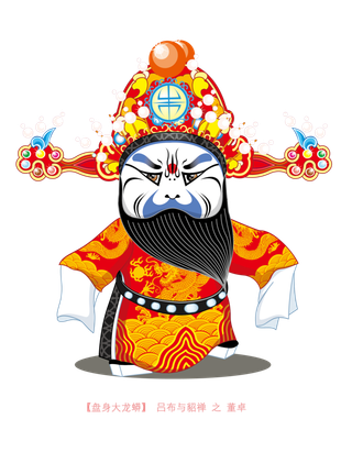 卡通京剧戏剧人物脸谱插画PNG图片 国潮中国风Q版戏剧人物PS素材