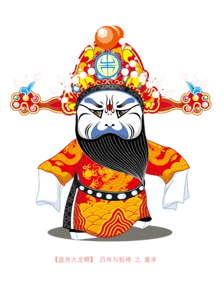 卡通京剧戏剧人物脸谱插画PNG图片 国潮中国风Q版戏剧人物PS素材