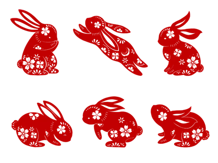 窗花剪纸兔年兔子png素材兔年新年兔子