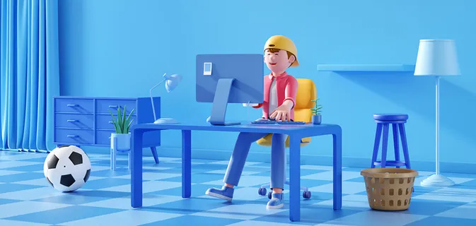 蓝色c4d人物几何场景