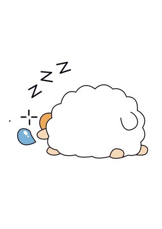矢量手绘趴着睡觉的小羊