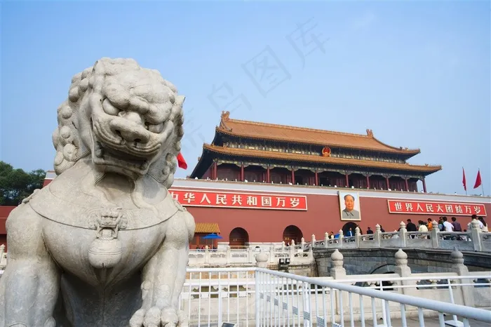 石狮铜狮造型图风景建筑图片素材