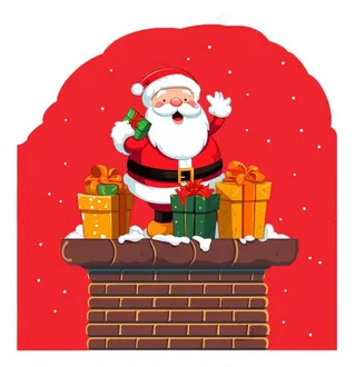 圣诞老人礼物烟囱卡通插画免抠