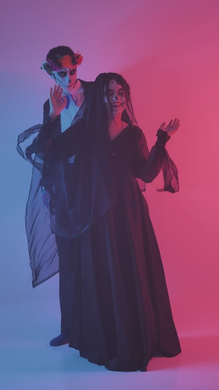 一只猫和一只卡特里娜开心地跳舞