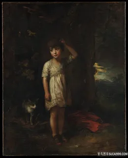 托马斯·庚斯博罗---- 一个带着猫的男孩早晨