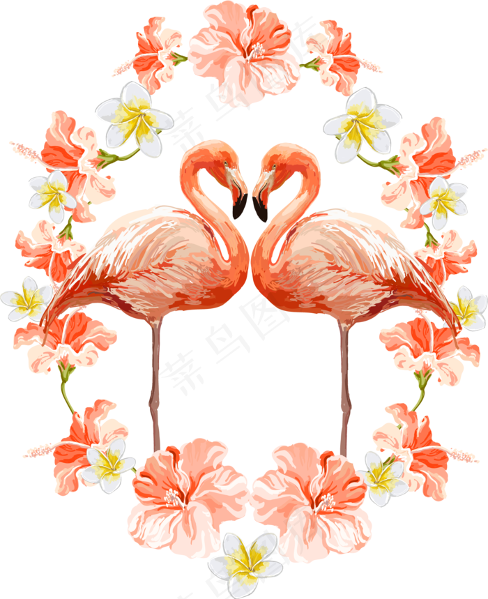 火烈鸟带花环