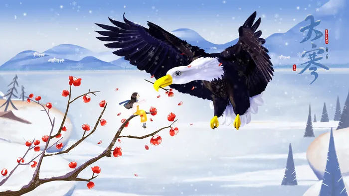 24二十四节气传统节日大寒宣传活动海报插画合集psd设计素材模板psd模版下载