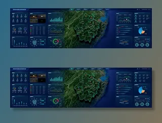 深色科技感酷炫可视化数据大屏仪表盘驾驶舱UI界面PSD模板素材