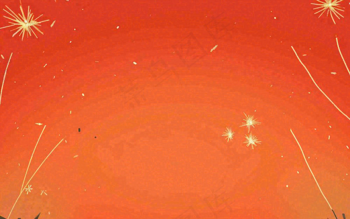 红色喜庆烟花缤纷节日背景，新春新年除夕(1376x864)