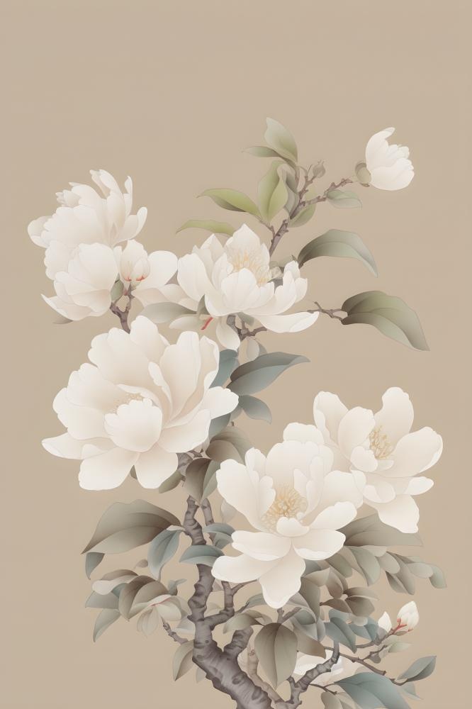 花朵白色国风简约背景