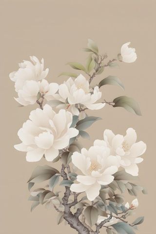 花朵白色国风简约背景