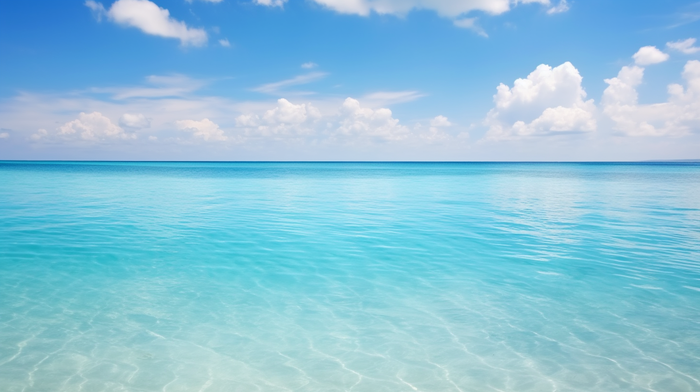 夏日海洋蓝天白云蓝色海水摄影图(4368x2448)