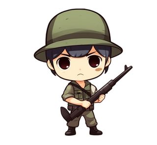 士兵军人拿着枪卡通免抠