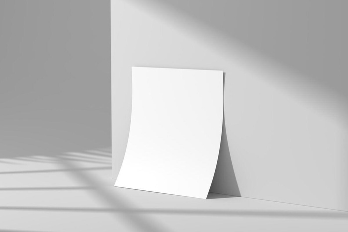 单张黑白灰简约靠墙光影海报样机