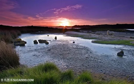 唯美黄昏湖畔美景