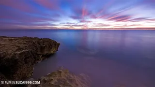 唯美晚霞海岸美景风景图片