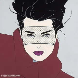 帕特里克安吉尔手绘蒙面美女艺术挂画