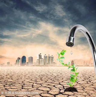 干旱的城市景色高清图片