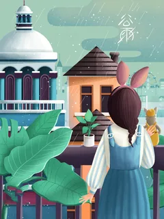 谷雨海报二十四节气插画