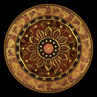 复古中式国潮风敦煌花纹装饰图案花卉藻井肌理圆形边框素材