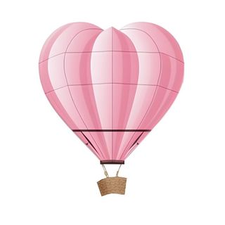 爱心热气球粉色免抠