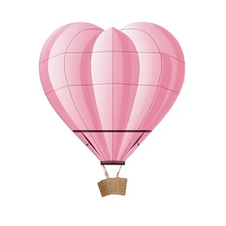 爱心热气球粉色免抠