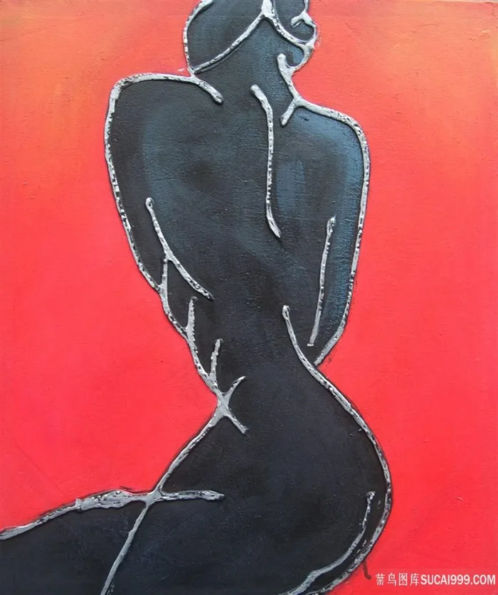 裸背女性艺术插画