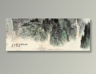 白雪石水墨山脉艺术背景画